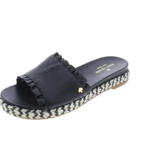 Kate Spade Black Espadrille Slide Sandals - Picture 1 of 8